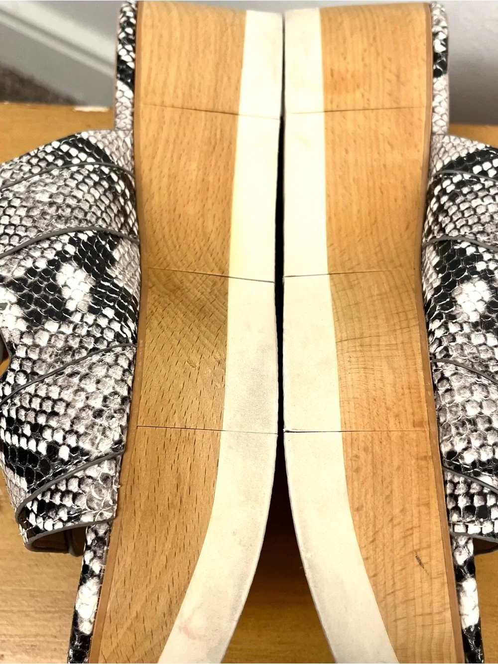 Veronica Beard 8 Welda Snake-Print Platform Wedge Slide Sandals Black & Gray